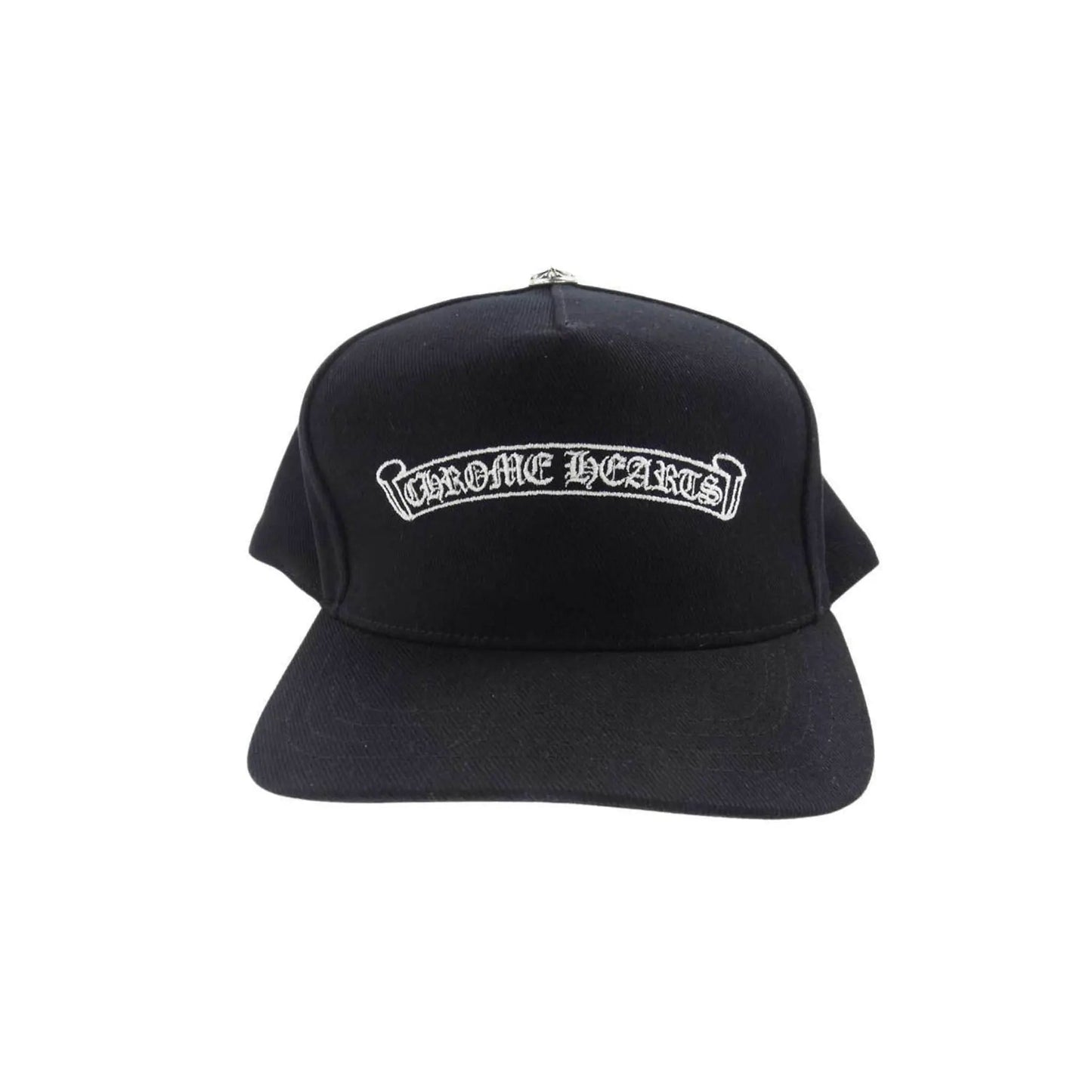 Chrome Hearts Embroidered Scroll Logo Baseball Hat Black White