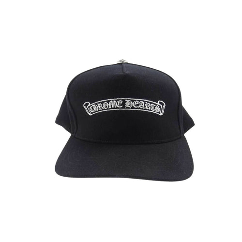 Chrome Hearts Embroidered Scroll Logo Baseball Hat Black White