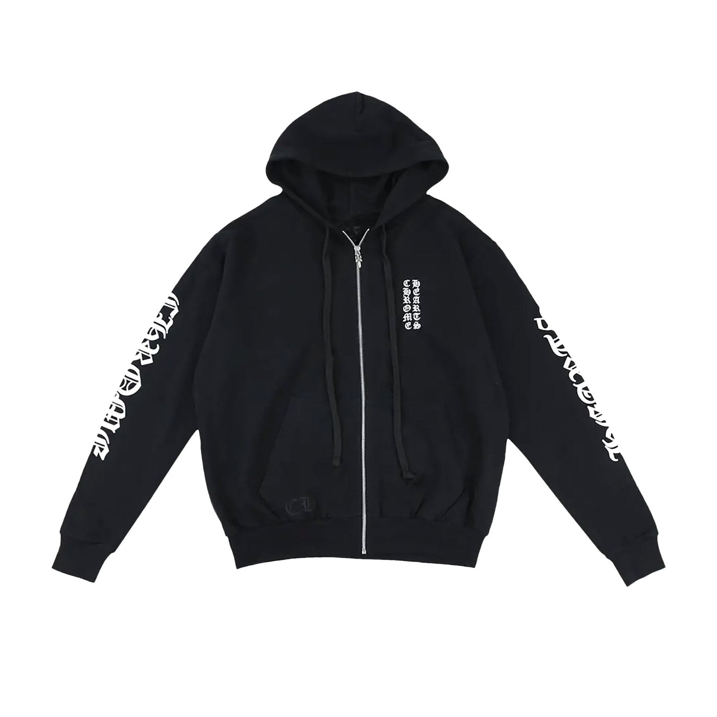 Chrome Hearts Vertical Logo Zip-Up Thermal Lined Hoodie