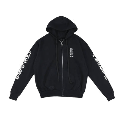 Chrome Hearts Vertical Logo Zip-Up Thermal Lined Hoodie