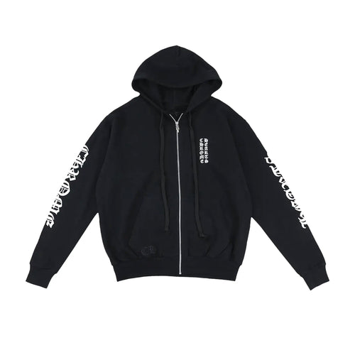 Chrome Hearts Vertical Logo Zip-Up Thermal Lined Hoodie
