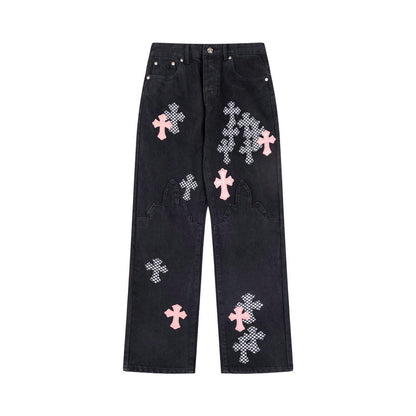 Chrome Hearts 2025 NEW Pants Black & pink Cross
