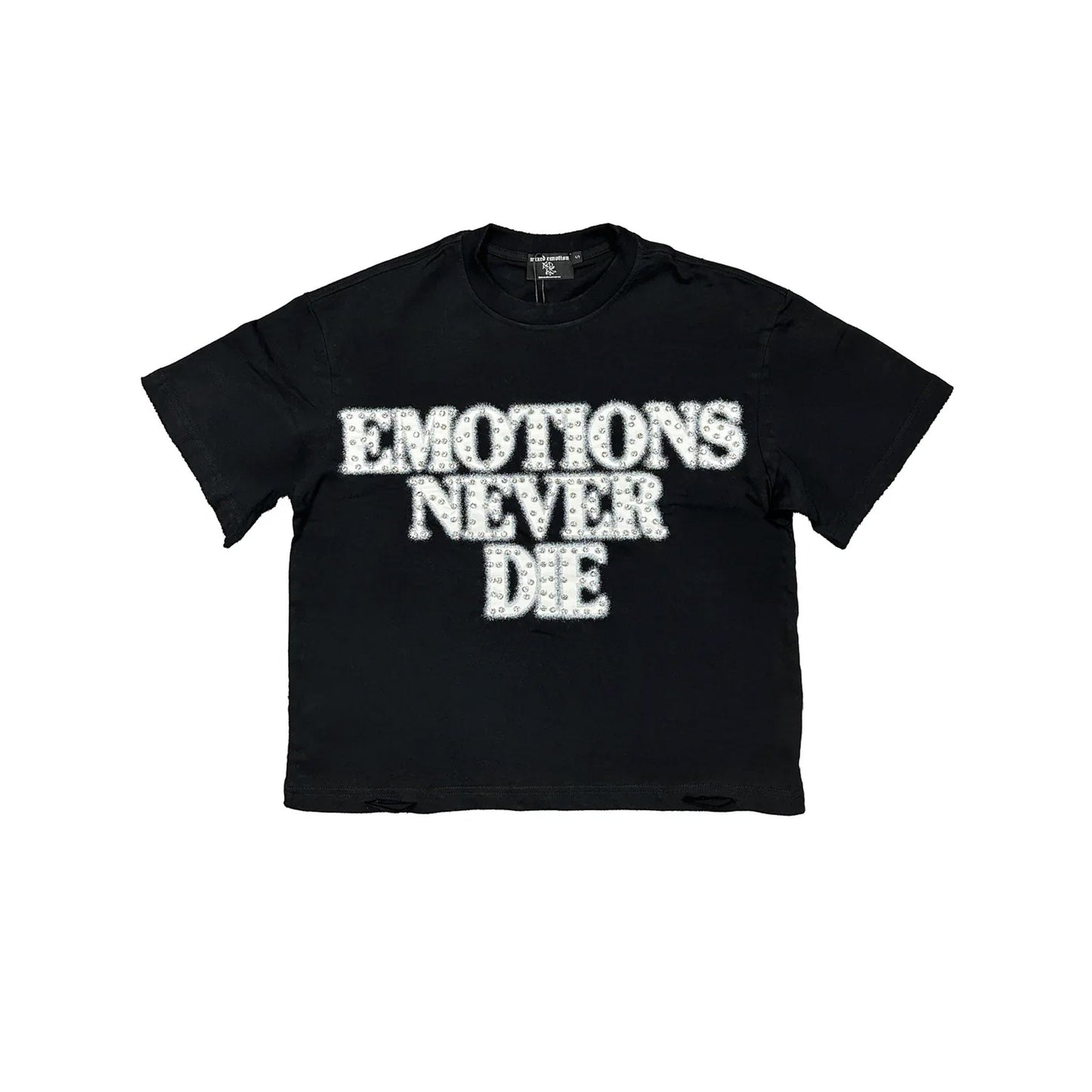 Mixed Emotions End Rhinestone Tee Black