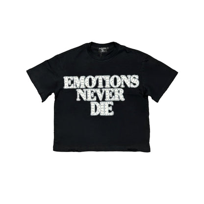 Mixed Emotions End Rhinestone Tee Black