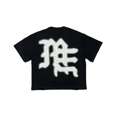 Mixed Emotions End Rhinestone Tee Black