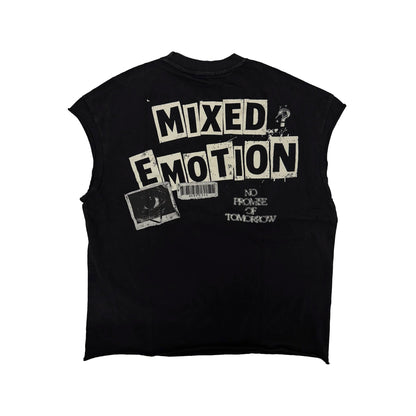 Mixed Emotions Newspaper Sleeveless Tee Black
