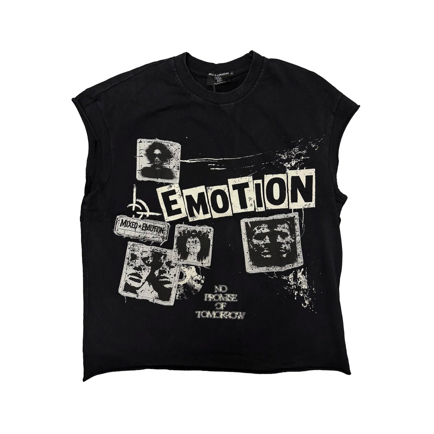 Mixed Emotions Newspaper Sleeveless Tee Black