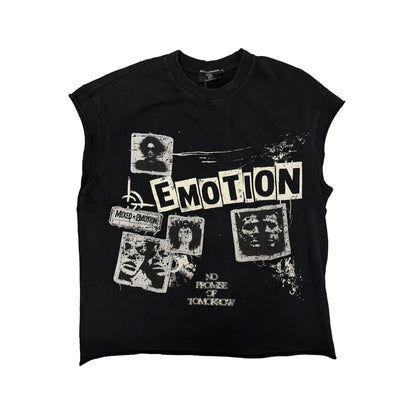 Mixed Emotions Newspaper Sleeveless Tee Black