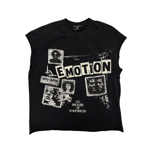 Mixed Emotions Newspaper Sleeveless Tee Black