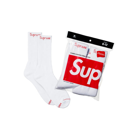 Supreme Hanes Crew Socks (4 Pack) White